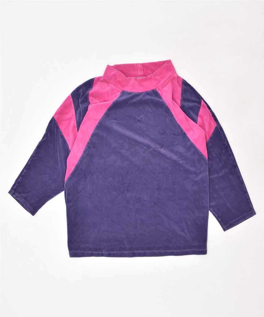 CANDA Womens 3/4 Sleeve Top UK 18 XL Purple Cotton | Vintage | Thrift | Second-Hand | Used Clothing | Messina Hembry 