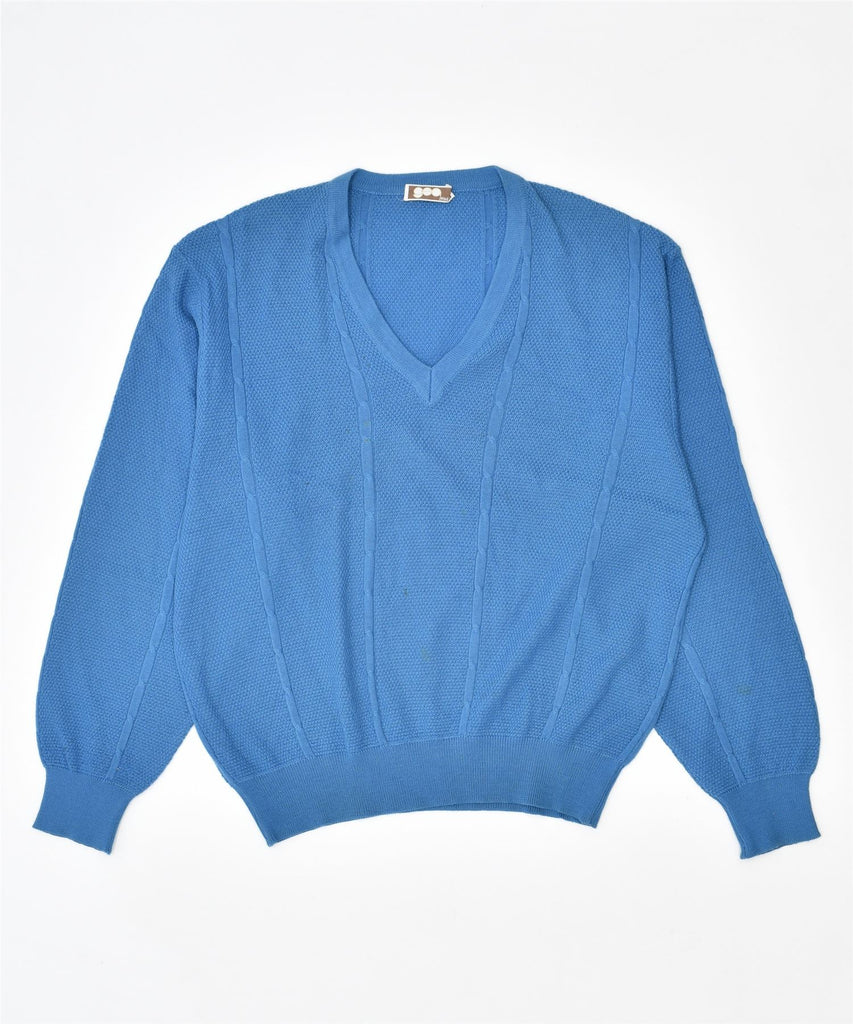 GEA Mens V-Neck Jumper Sweater Medium Blue Vintage | Vintage | Thrift | Second-Hand | Used Clothing | Messina Hembry 