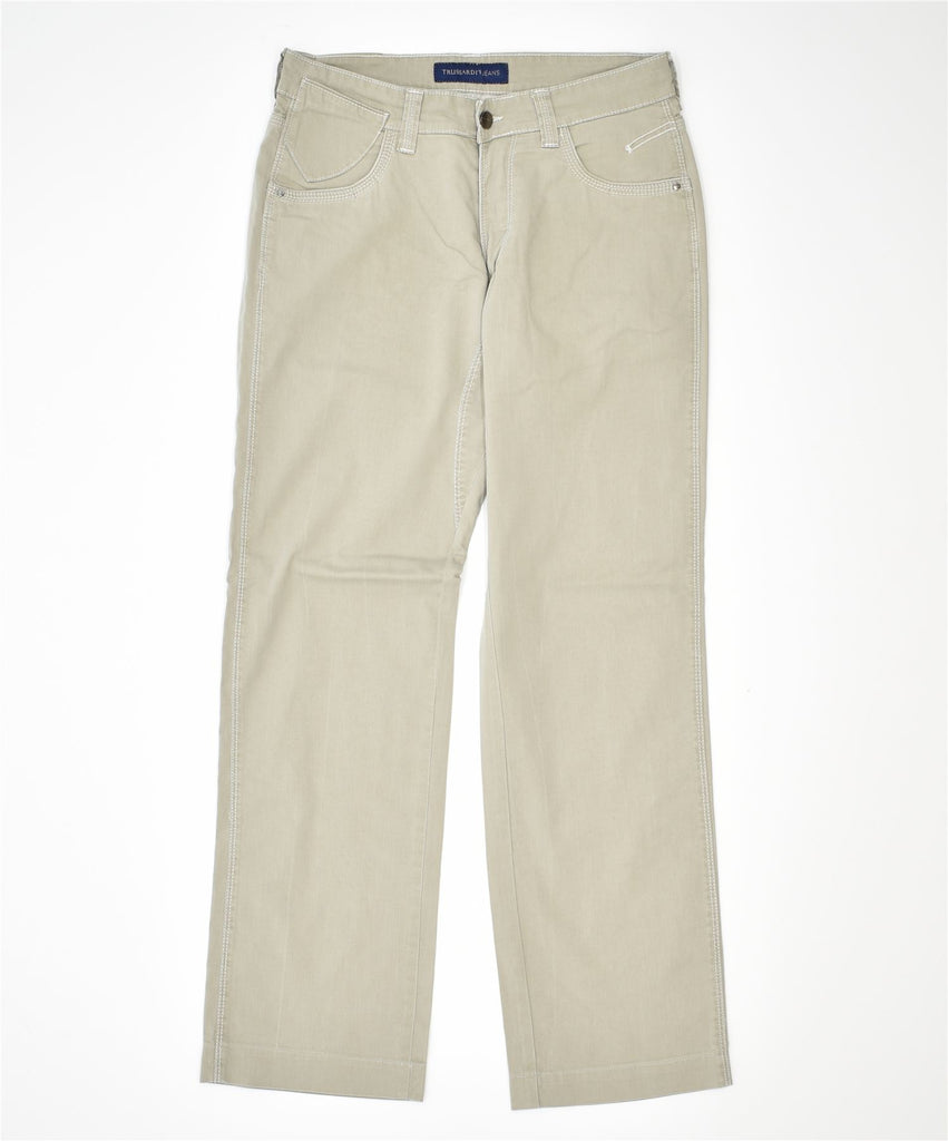 TRUSSARDI Womens Casual Trousers W30 L29 Beige Cotton | Vintage | Thrift | Second-Hand | Used Clothing | Messina Hembry 