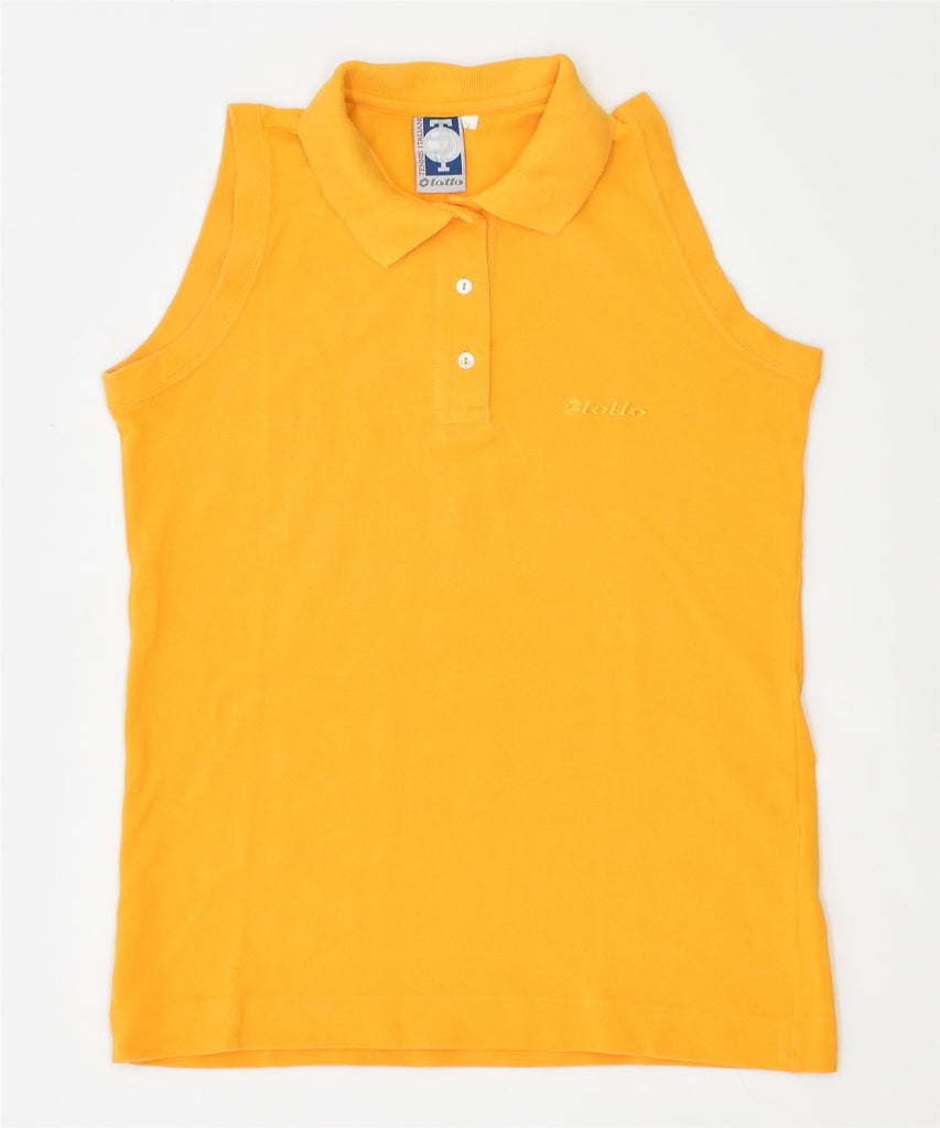 LOTTO Womens Sleeveless Polo Shirt UK 10 Small Yellow Cotton | Vintage | Thrift | Second-Hand | Used Clothing | Messina Hembry 