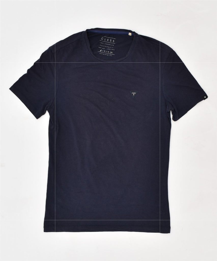 GUESS Mens Extra Slim Fit T-Shirt Top XS Navy Blue Cotton | Vintage | Thrift | Second-Hand | Used Clothing | Messina Hembry 