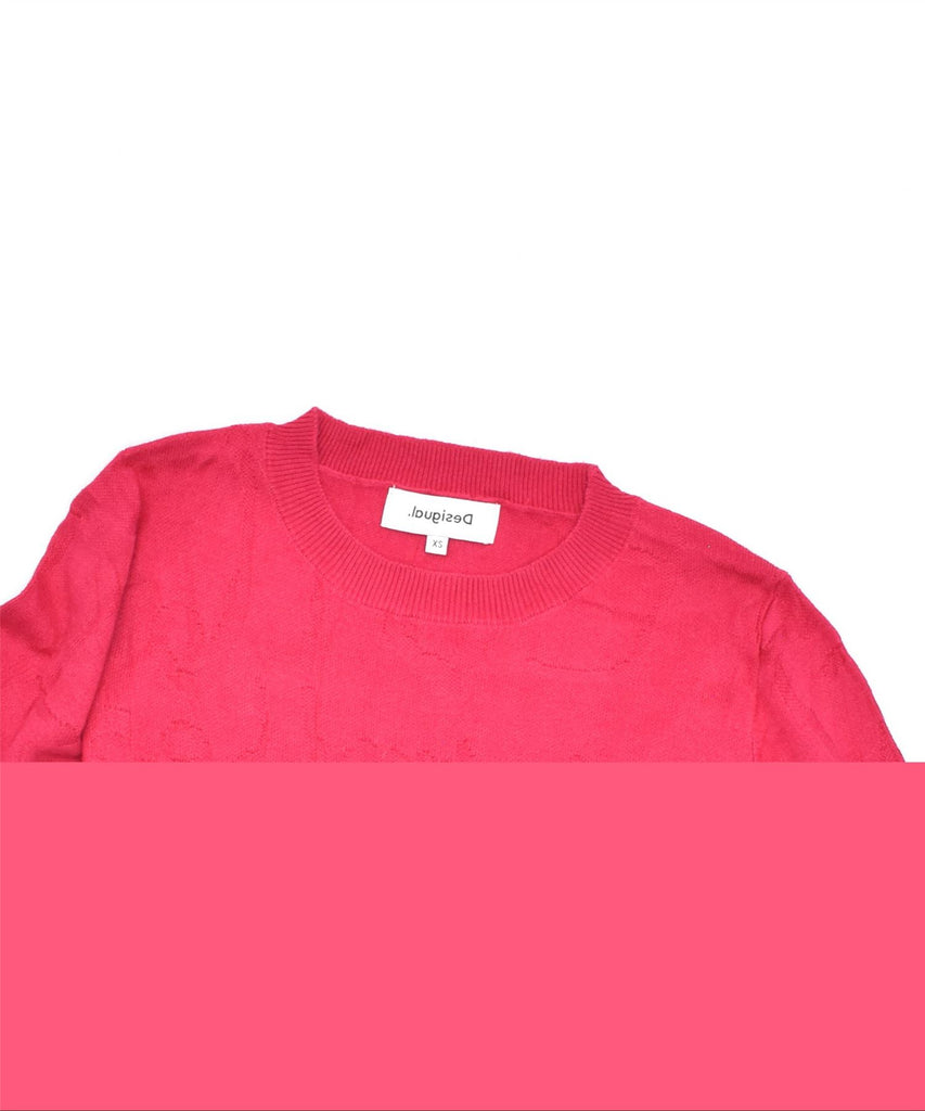 DESIGUAL Womens Crew Neck Jumper Sweater UK 4 XS Pink | Vintage | Thrift | Second-Hand | Used Clothing | Messina Hembry 