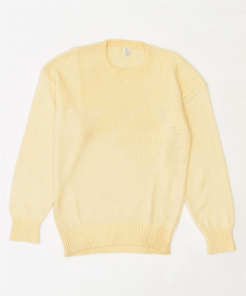 VINTAGE Womens Crew Neck Jumper Sweater UK 12 Medium Yellow Cotton | Vintage | Thrift | Second-Hand | Used Clothing | Messina Hembry 