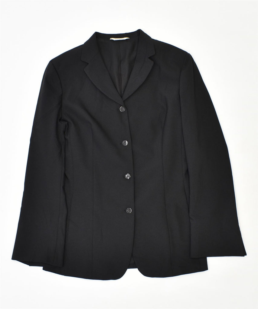 ORIGINE Womens 4 Button Blazer Jacket IT 46 Large Black Polyester Vintage | Vintage | Thrift | Second-Hand | Used Clothing | Messina Hembry 