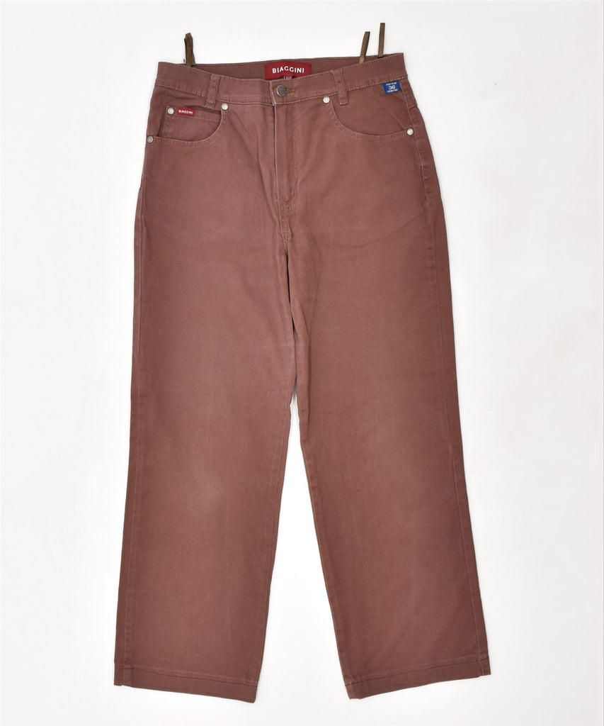 BIAGGINI Womens Straight Casual Trousers EU 36 Small W29 L26 Brown Cotton | Vintage | Thrift | Second-Hand | Used Clothing | Messina Hembry 