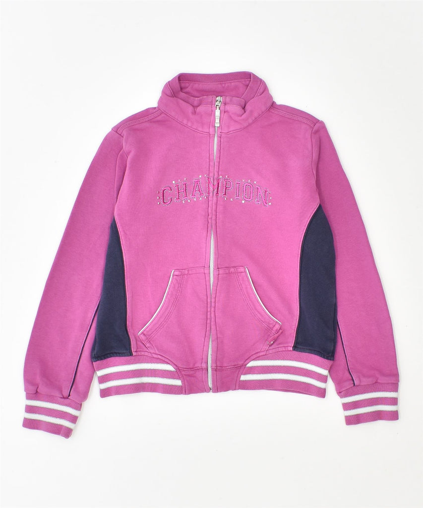 CHAMPION Girls Graphic Tracksuit Top Jacket 7-8 Years Small Pink Cotton | Vintage | Thrift | Second-Hand | Used Clothing | Messina Hembry 