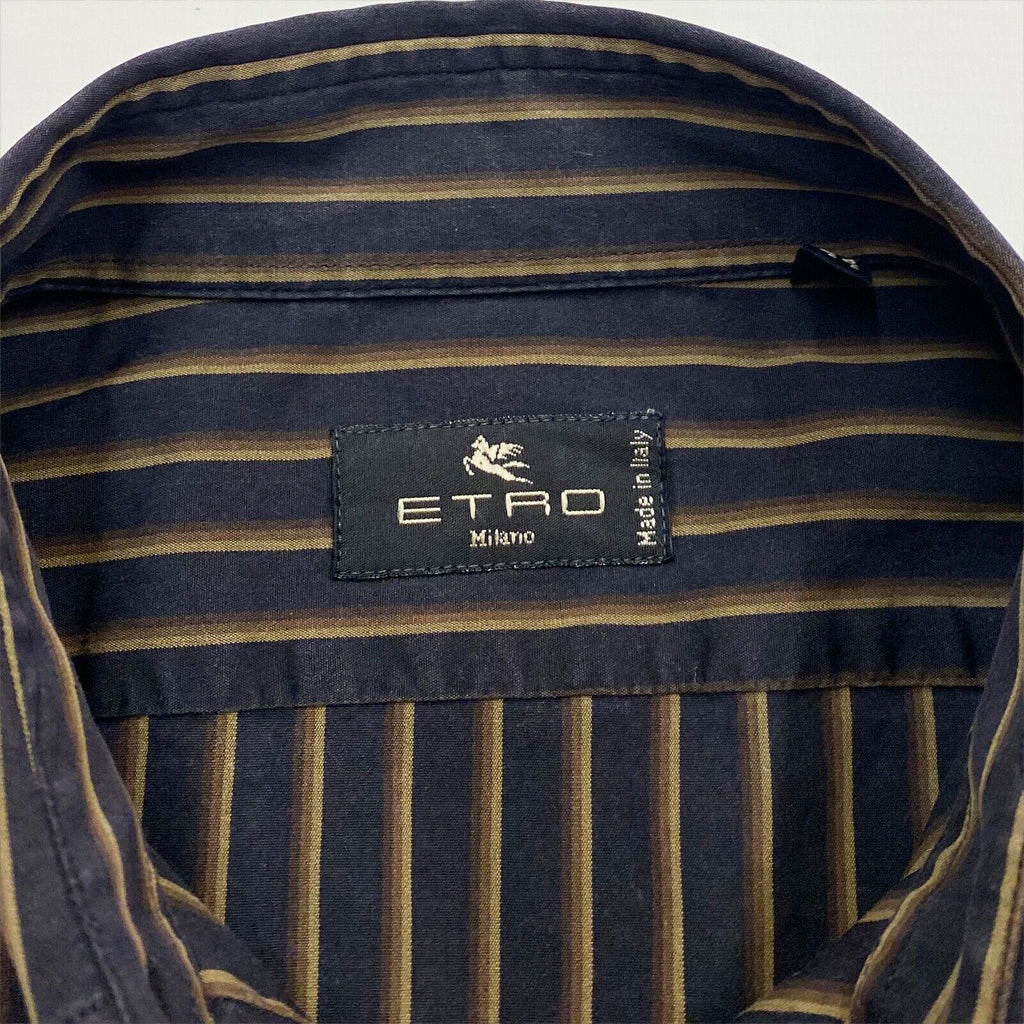 Etro Women's Button Down Striped Shirt | Vintage High End Designer Black VTG | Vintage Messina Hembry | Thrift | Second-Hand Messina Hembry | Used Clothing | Messina Hembry 