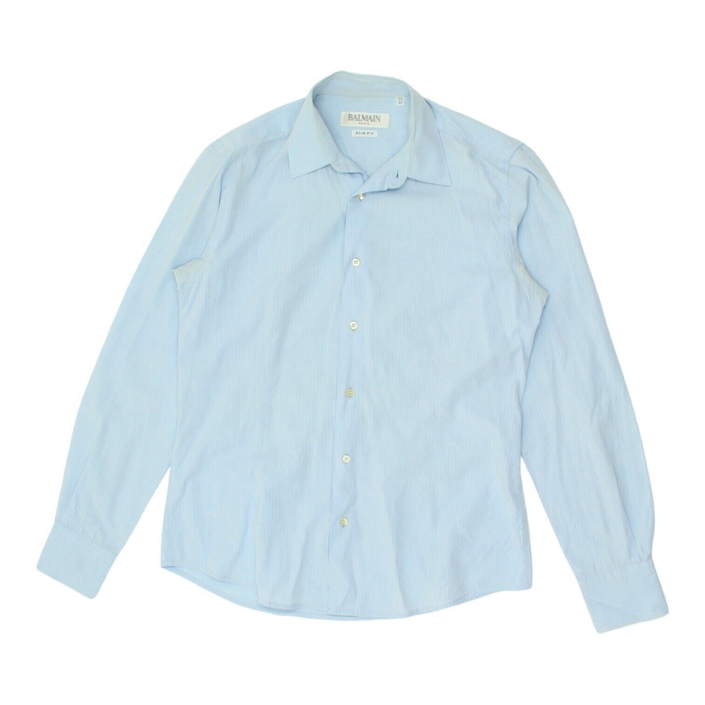 Pierre Balmain Paris Mens Blue Slim Fit Shirt | Vintage High End Designer VTG | Vintage Messina Hembry | Thrift | Second-Hand Messina Hembry | Used Clothing | Messina Hembry 