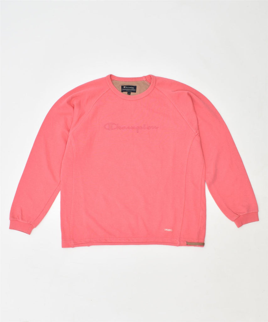 CHAMPION Womens Graphic Sweatshirt Jumper UK 8 Small Pink Cotton | Vintage | Thrift | Second-Hand | Used Clothing | Messina Hembry 