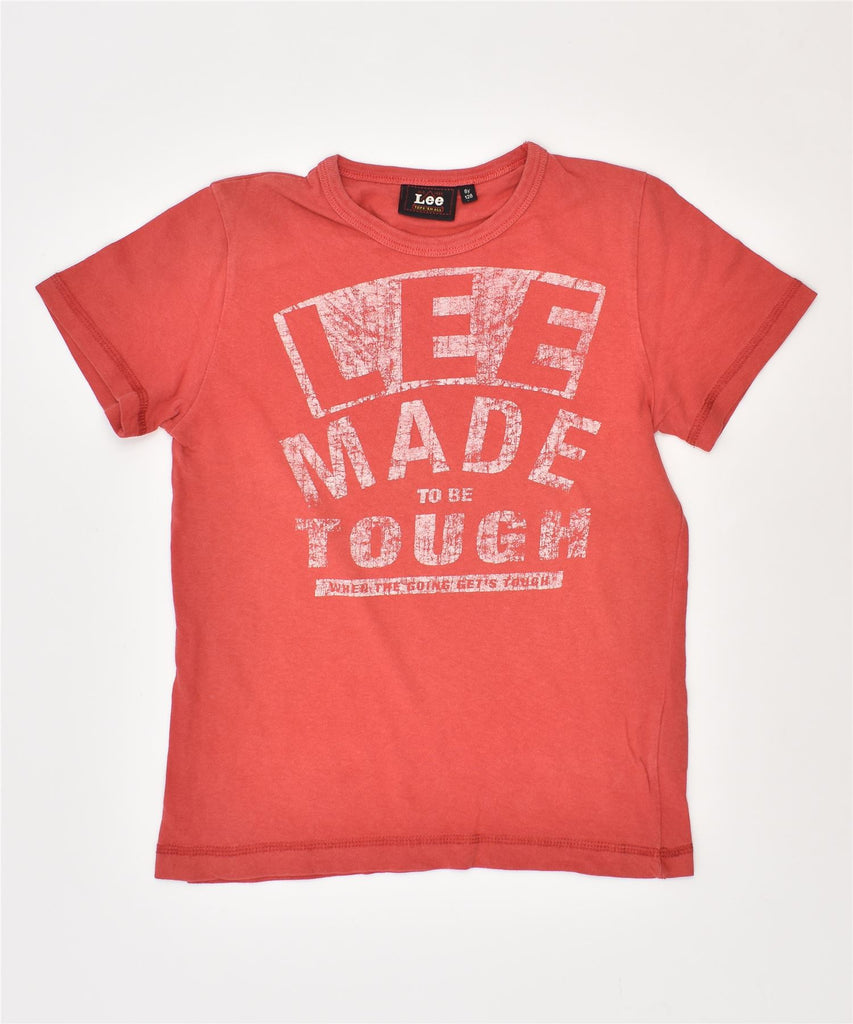 LEE Boys Graphic T-Shirt Top 7-8 Years Red Cotton | Vintage | Thrift | Second-Hand | Used Clothing | Messina Hembry 