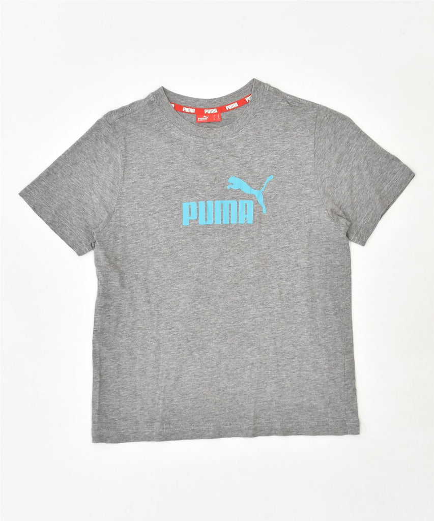 PUMA Girls Graphic T-Shirt Top 9-10 Years UK 26/28 Grey Cotton | Vintage | Thrift | Second-Hand | Used Clothing | Messina Hembry 