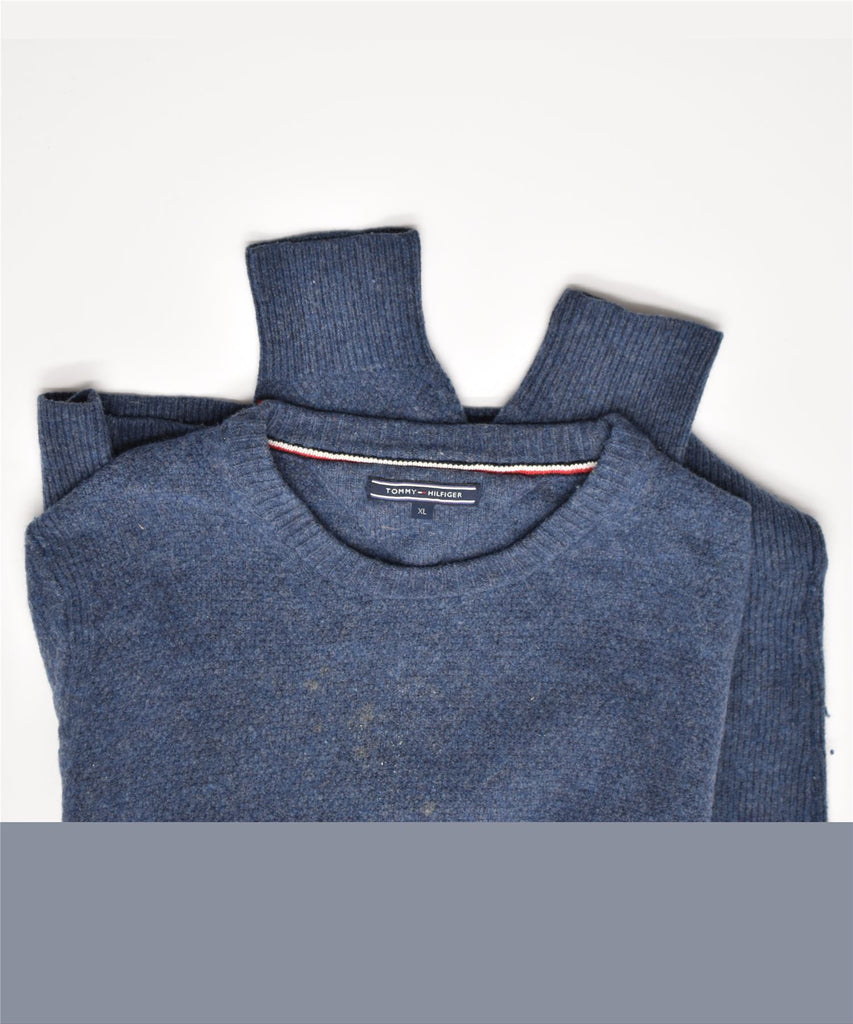 TOMMY HILFIGER Mens Crew Neck Jumper Sweater XL Blue Wool | Vintage | Thrift | Second-Hand | Used Clothing | Messina Hembry 
