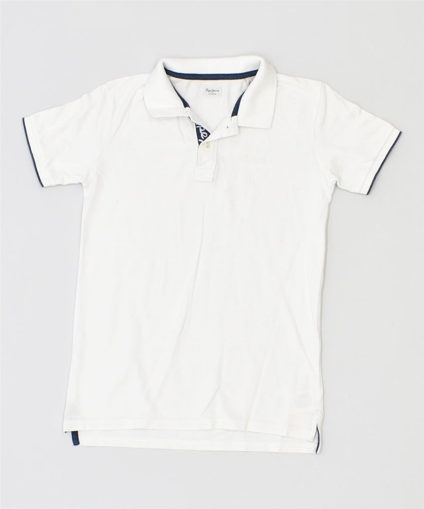 PEPE JEANS Boys Polo Shirt 11-12 Years White Cotton | Vintage | Thrift | Second-Hand | Used Clothing | Messina Hembry 