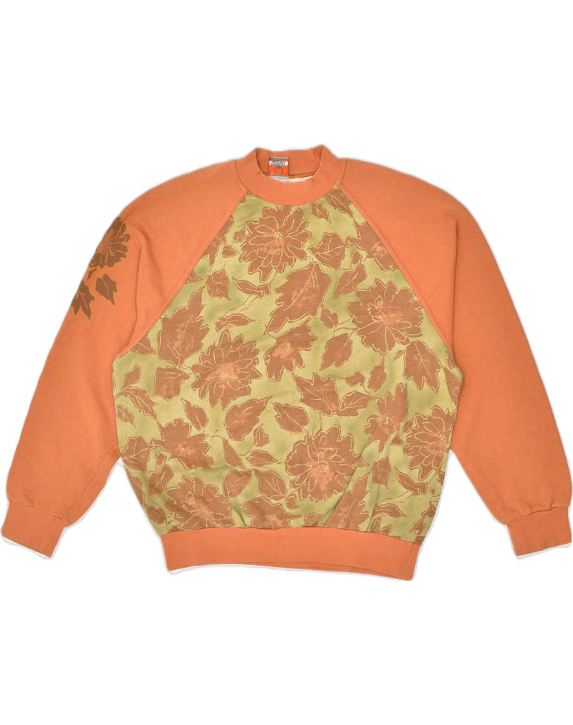 STEFANEL Mens Sweatshirt Jumper Small Orange Floral Cotton | Vintage | Thrift | Second-Hand | Used Clothing | Messina Hembry 