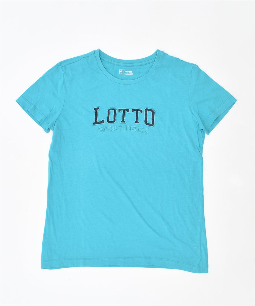 LOTTO Womens Graphic T-Shirt Top UK 18 XL Blue Cotton | Vintage | Thrift | Second-Hand | Used Clothing | Messina Hembry 