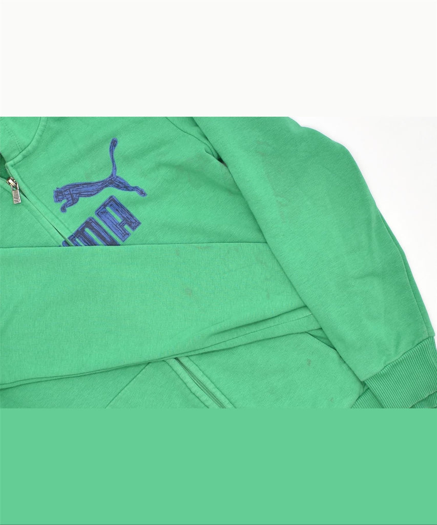 PUMA Boys Graphic Zip Hoodie Sweater 11-12 Years Green Cotton | Vintage | Thrift | Second-Hand | Used Clothing | Messina Hembry 