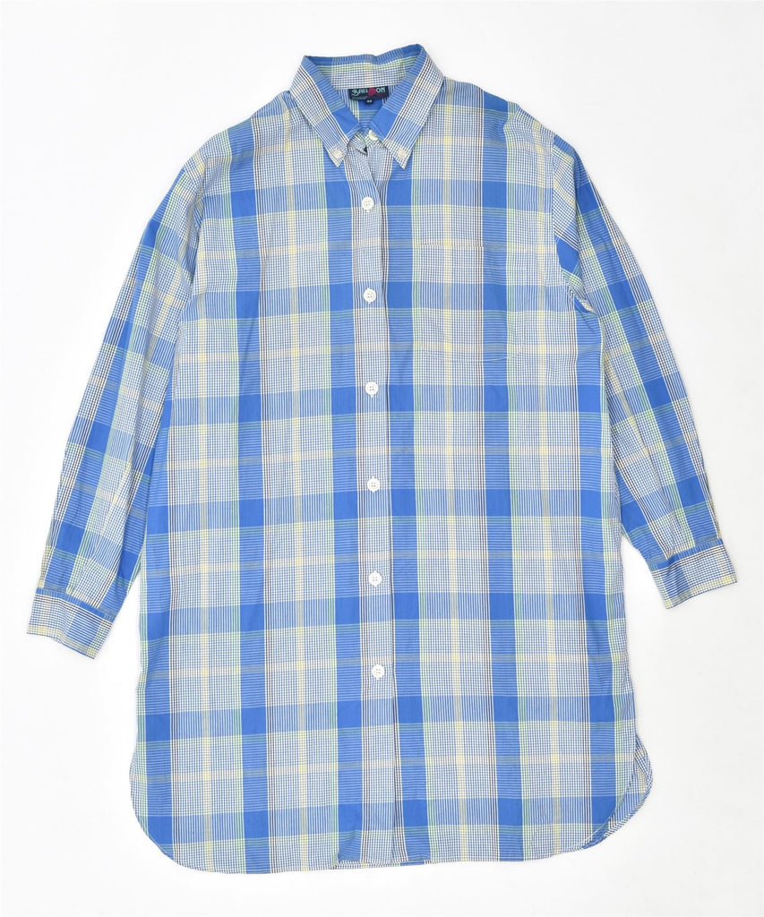 BALLON Womens Longline Shirt EU 40 Medium Blue Check Cotton Vintage | Vintage | Thrift | Second-Hand | Used Clothing | Messina Hembry 