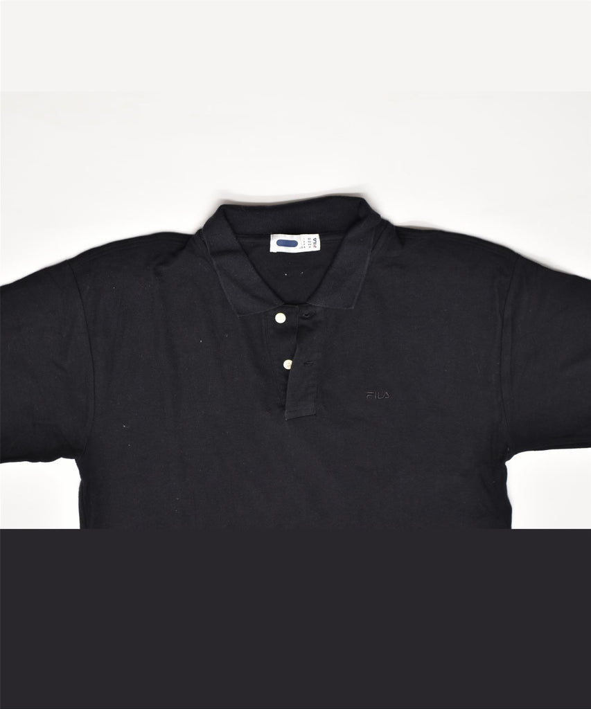 FILA Mens Polo Shirt IT 50 Medium Black Cotton | Vintage | Thrift | Second-Hand | Used Clothing | Messina Hembry 