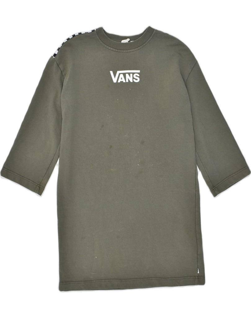 VANS Womens 3/4 Sleeve Longline Sweatshirt Jumper UK 12 Medium Khaki | Vintage | Thrift | Second-Hand | Used Clothing | Messina Hembry 