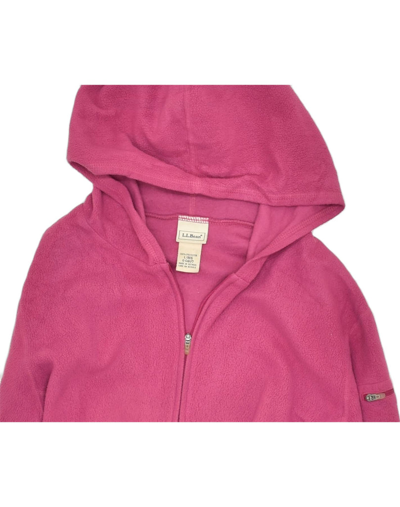 L.L.BEAN Womens Hooded Oversized Fleece Jacket UK 16 Large Pink Polyester | Vintage | Thrift | Second-Hand | Used Clothing | Messina Hembry 