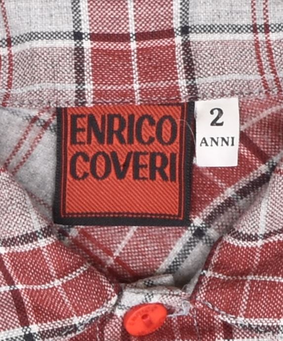 ENRICO COVERI Boys Shirt 18-24 Months Grey Check Cotton | Vintage | Thrift | Second-Hand | Used Clothing | Messina Hembry 