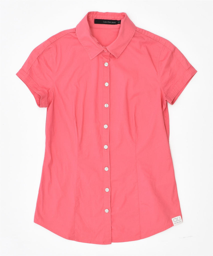 CALVIN KLEIN Womens Short Sleeve Shirt XS Pink | Vintage | Thrift | Second-Hand | Used Clothing | Messina Hembry 