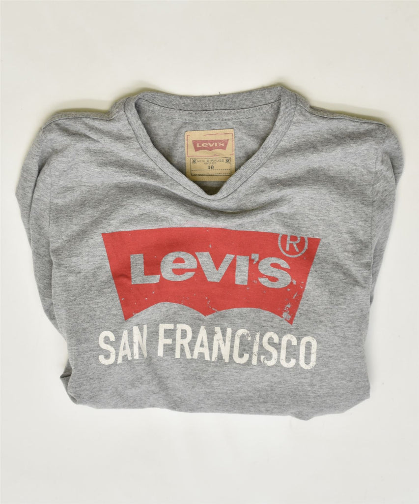 LEVI'S Girls Graphic Top Long Sleeve 9-10 Years Grey Cotton | Vintage | Thrift | Second-Hand | Used Clothing | Messina Hembry 