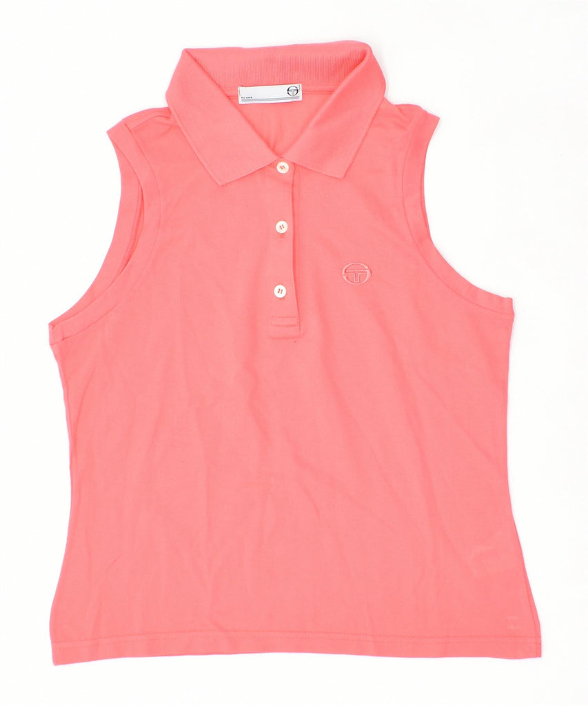 SERGIO TACCHINI Womens Sleeveless Polo Shirt IT 44 Medium Pink Cotton | Vintage | Thrift | Second-Hand | Used Clothing | Messina Hembry 