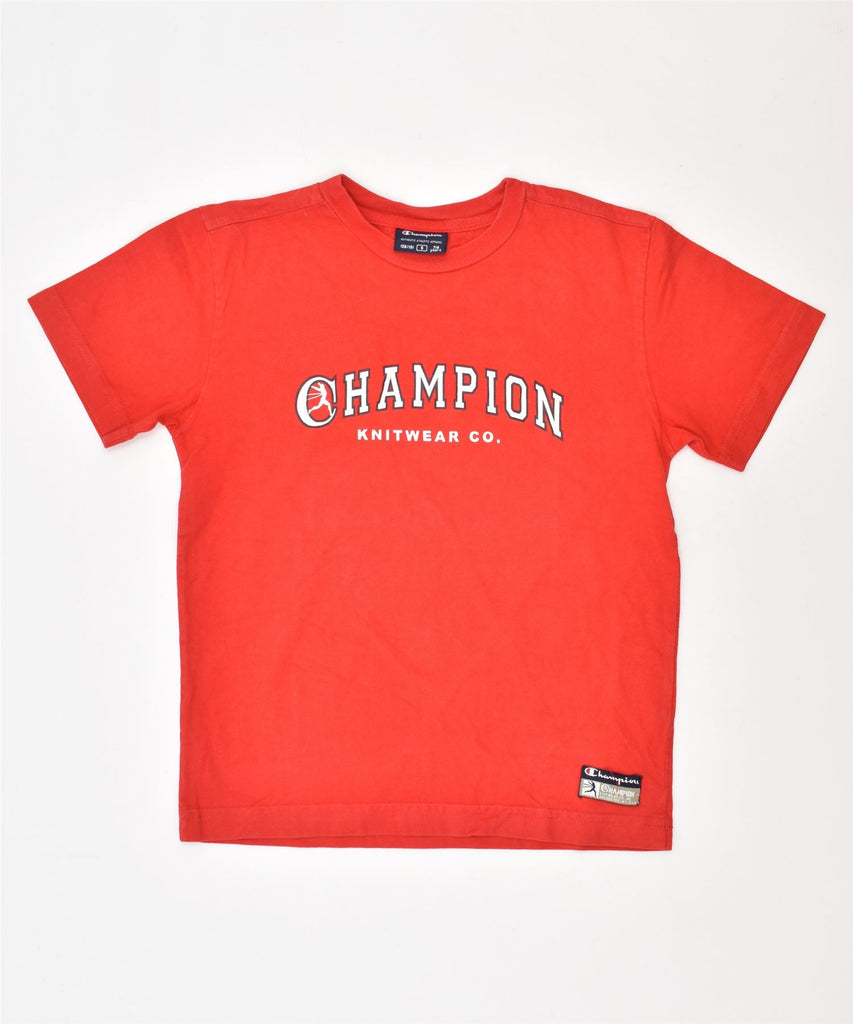 CHAMPION Boys Graphic T-Shirt Top 7-8 Years Small Red Cotton | Vintage | Thrift | Second-Hand | Used Clothing | Messina Hembry 