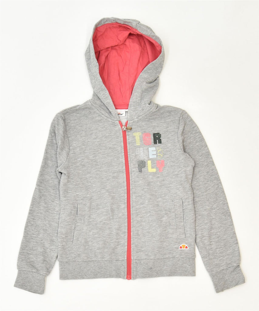 ELLESSE Girls Graphic Zip Hoodie Sweater 5-6 Years Grey Cotton Sports | Vintage | Thrift | Second-Hand | Used Clothing | Messina Hembry 