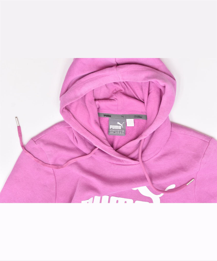 PUMA Womens Graphic Hoodie Jumper UK 12 Medium Pink Cotton | Vintage | Thrift | Second-Hand | Used Clothing | Messina Hembry 