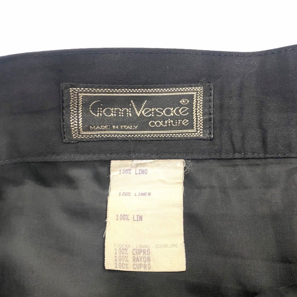 Gianni Versace Linen Knee Length Skirt | Vintage High End Designer Black VTG | Vintage Messina Hembry | Thrift | Second-Hand Messina Hembry | Used Clothing | Messina Hembry 