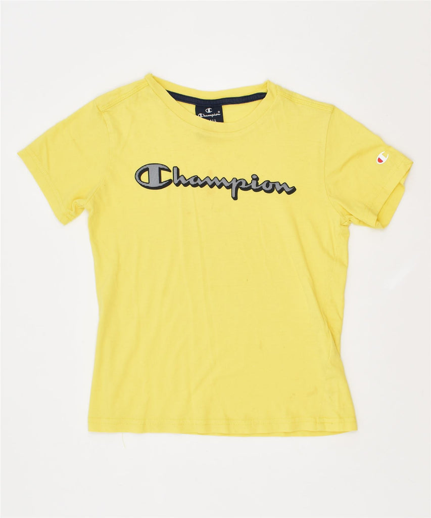 CHAMPION Boys Graphic T-Shirt Top 7-8 Years Small Yellow Cotton | Vintage | Thrift | Second-Hand | Used Clothing | Messina Hembry 