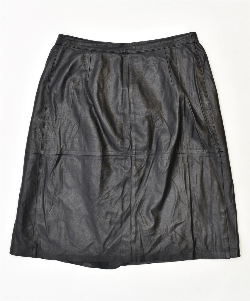 VINTAGE Womens Faux Leather A-Line Skirt W33 Large Black | Vintage | Thrift | Second-Hand | Used Clothing | Messina Hembry 