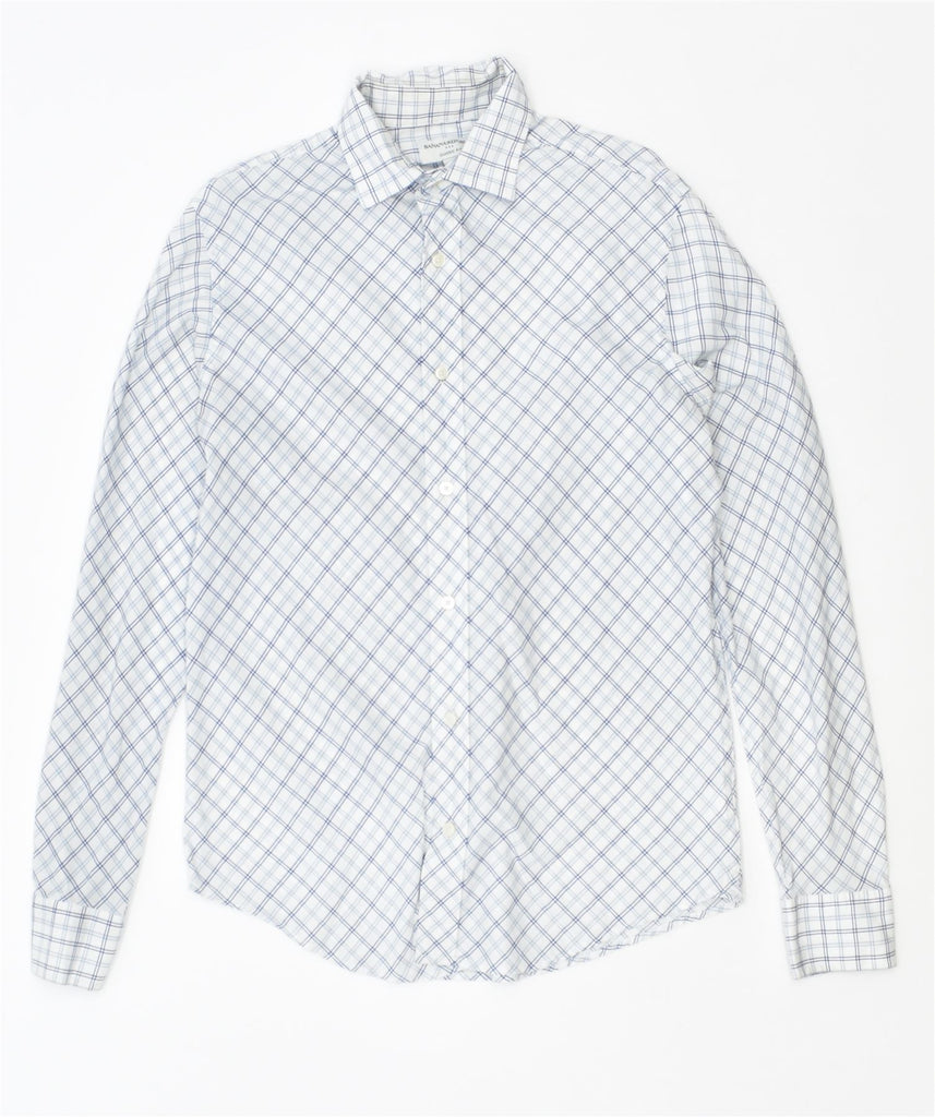 BANANA REPUBLIC Mens Shirt Size 14 1/2 Small White Check Cotton | Vintage | Thrift | Second-Hand | Used Clothing | Messina Hembry 