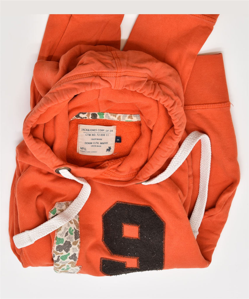 JACK & JONES Mens Hoodie Jumper Small Orange Cotton | Vintage | Thrift | Second-Hand | Used Clothing | Messina Hembry 