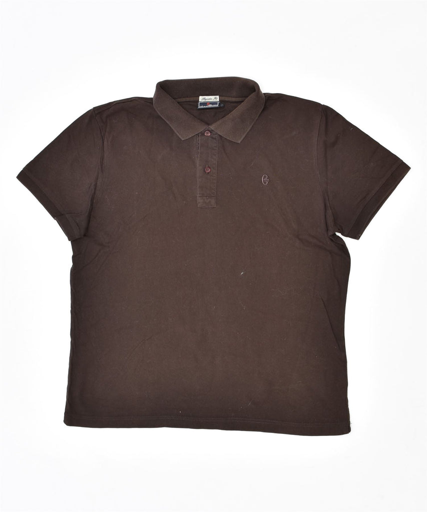 CONTE OF FLORENCE Mens Polo Shirt Large Brown Cotton | Vintage | Thrift | Second-Hand | Used Clothing | Messina Hembry 