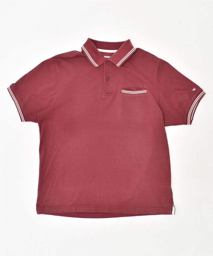 CHAMPION Mens Polo Shirt Medium Burgundy Cotton | Vintage | Thrift | Second-Hand | Used Clothing | Messina Hembry 