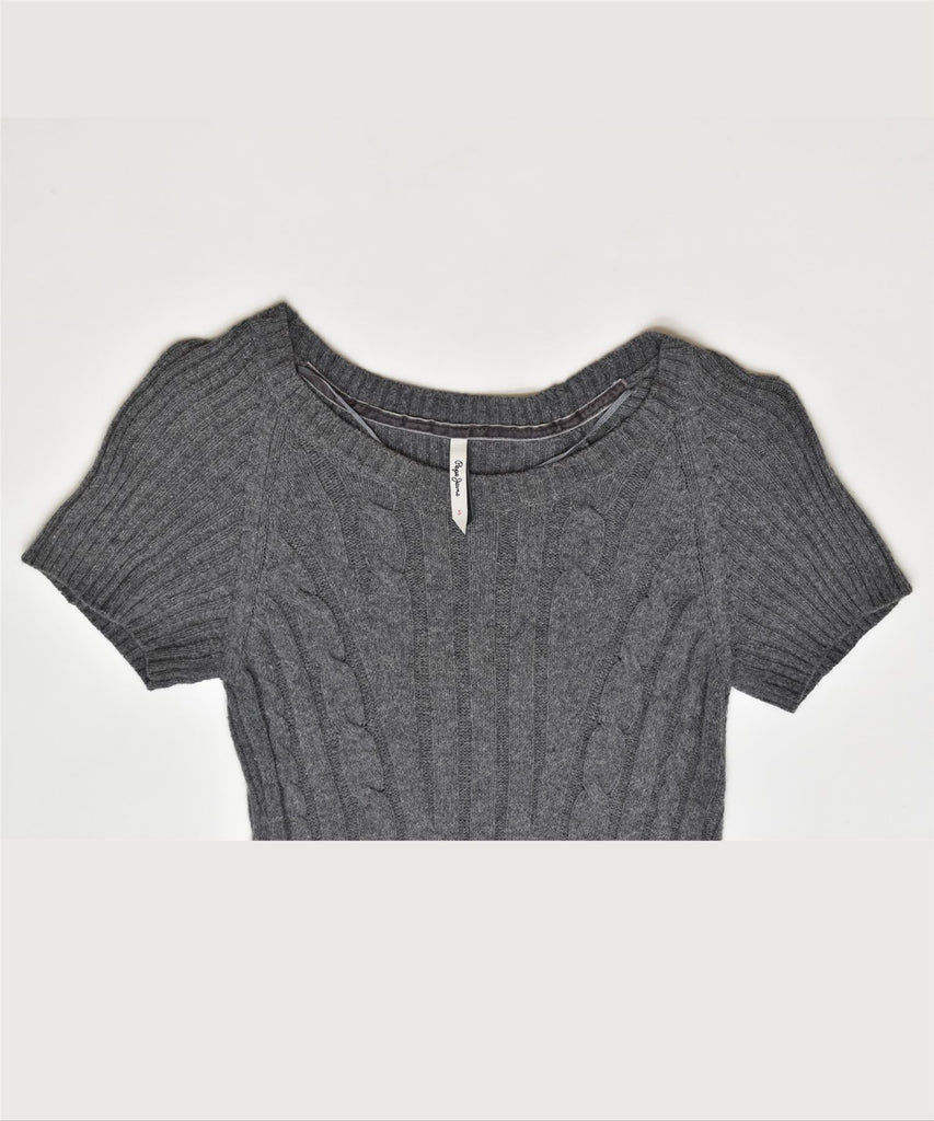 PEPE JEANS Womens Jumper Dress UK 8 Small Grey Cotton | Vintage | Thrift | Second-Hand | Used Clothing | Messina Hembry 