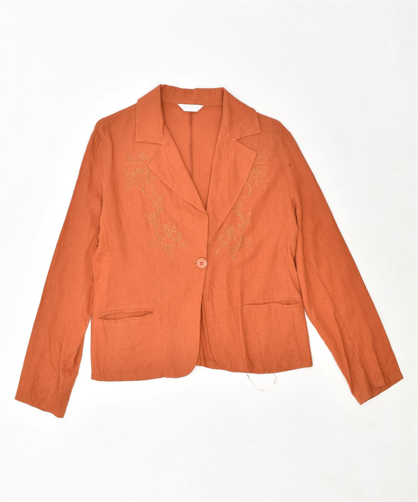 SILMAR Womens Linen 1 Button Blazer Jacket UK 18 XL Orange Linen Vintage | Vintage | Thrift | Second-Hand | Used Clothing | Messina Hembry 