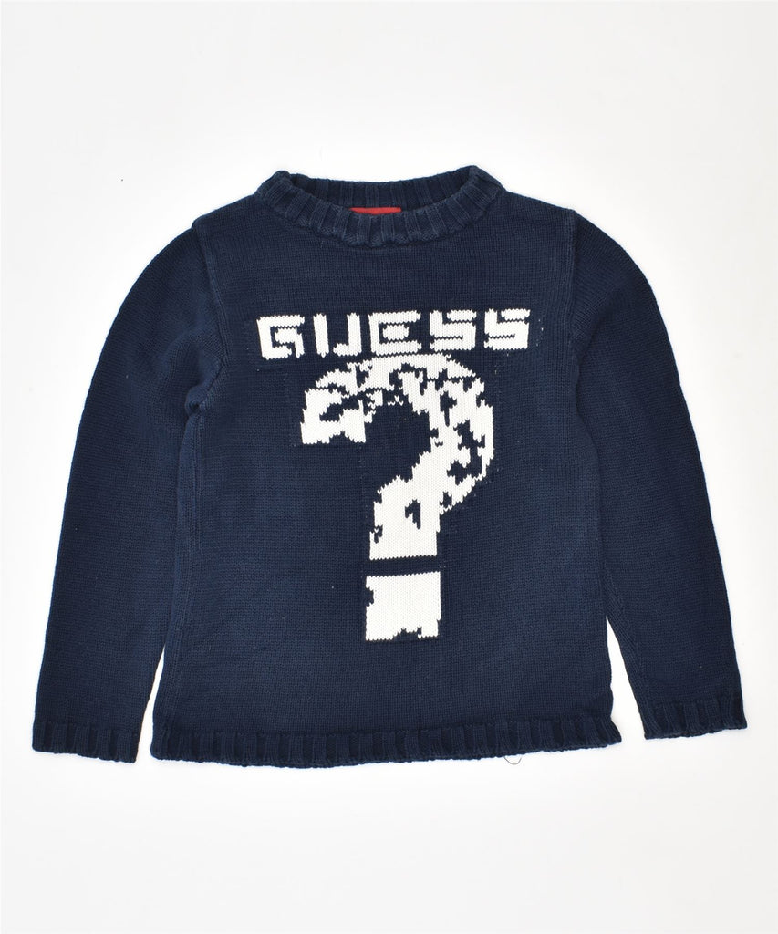 GUESS Boys Crew Neck Jumper Sweater 3-4 Years Navy Blue Cotton | Vintage | Thrift | Second-Hand | Used Clothing | Messina Hembry 