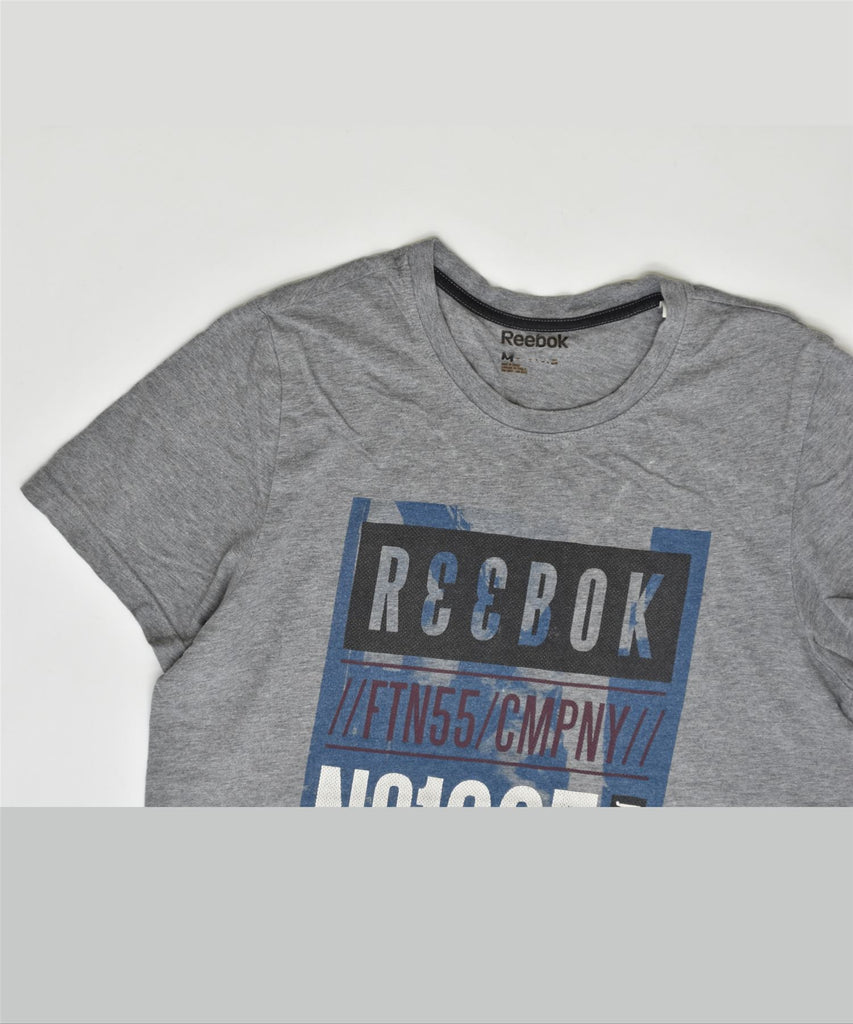 REEBOK Mens Graphic T-Shirt Top Medium Grey Cotton | Vintage | Thrift | Second-Hand | Used Clothing | Messina Hembry 