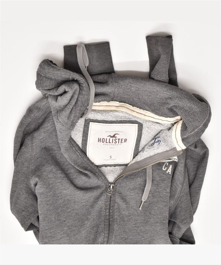 HOLLISTER Womens Zip Hoodie Sweater UK 10 Small Grey Cotton | Vintage | Thrift | Second-Hand | Used Clothing | Messina Hembry 