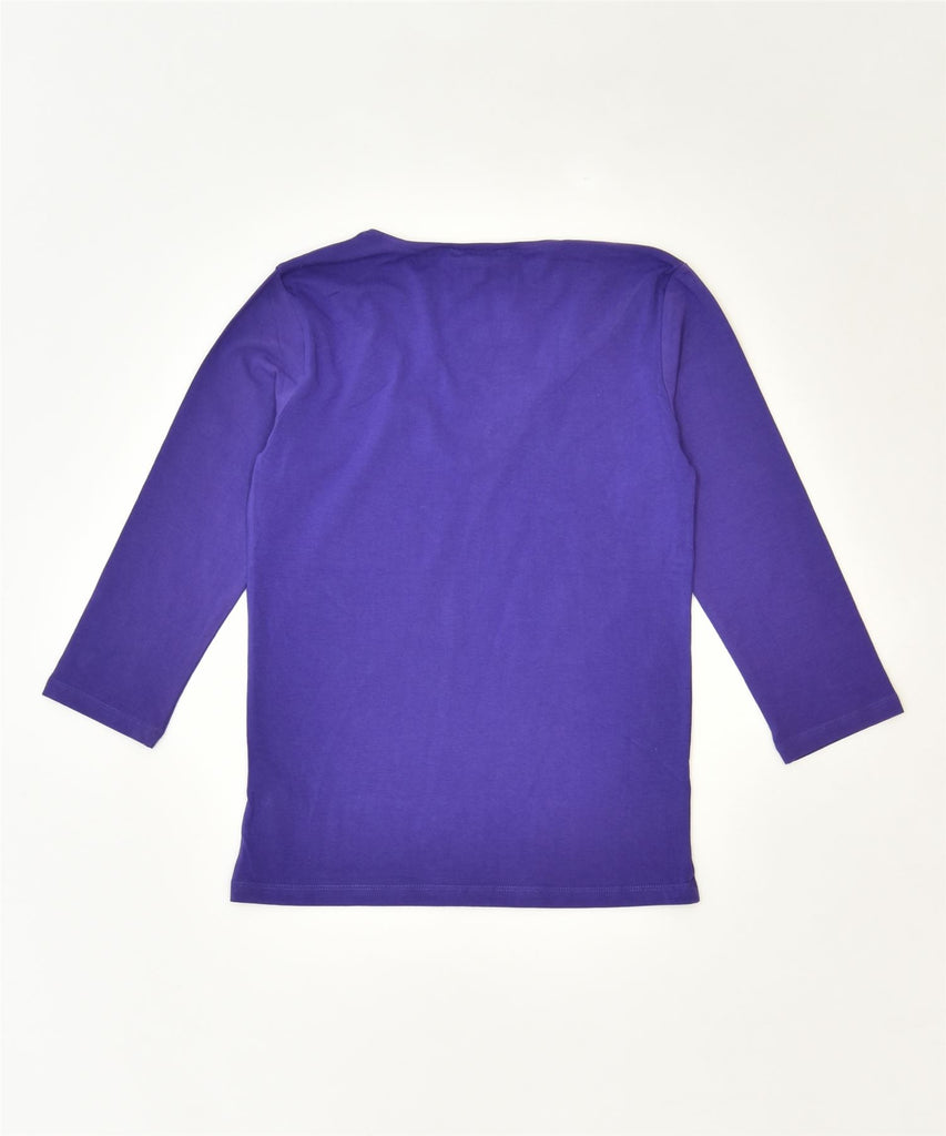 MASSIMO DUTTI Womens 3/4 Sleeve Blouse Top UK 6 XS Purple Cotton | Vintage | Thrift | Second-Hand | Used Clothing | Messina Hembry 