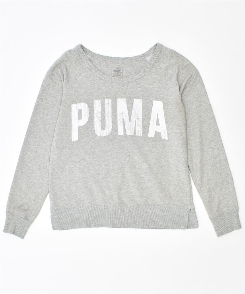 PUMA Womens Graphic Sweatshirt Jumper UK 12 Medium Grey | Vintage | Thrift | Second-Hand | Used Clothing | Messina Hembry 