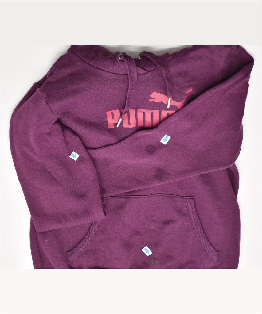 PUMA Womens Graphic Hoodie Jumper UK 8 Small Purple Polyester | Vintage | Thrift | Second-Hand | Used Clothing | Messina Hembry 