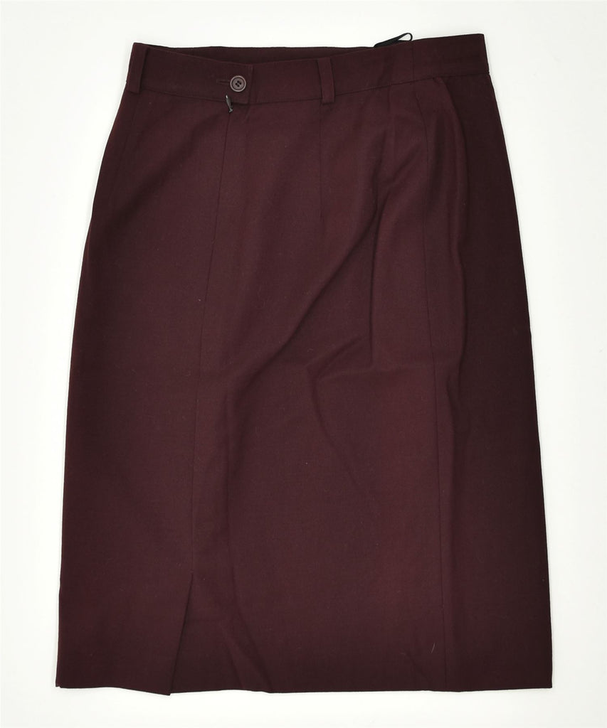 ESCADA Womens Straight Skirt EU 38 Small W26 Burgundy New Wool | Vintage | Thrift | Second-Hand | Used Clothing | Messina Hembry 