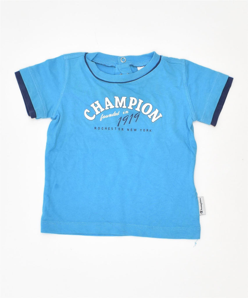 CHAMPION Boys Graphic T-Shirt Top 6-9 Months XS Blue | Vintage | Thrift | Second-Hand | Used Clothing | Messina Hembry 