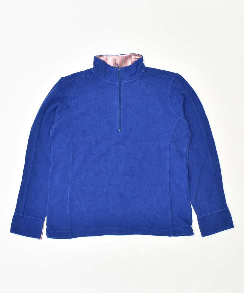 ORVIS Womens Zip Neck Jumper Sweater UK 14 Medium Blue Cotton Vintage | Vintage | Thrift | Second-Hand | Used Clothing | Messina Hembry 