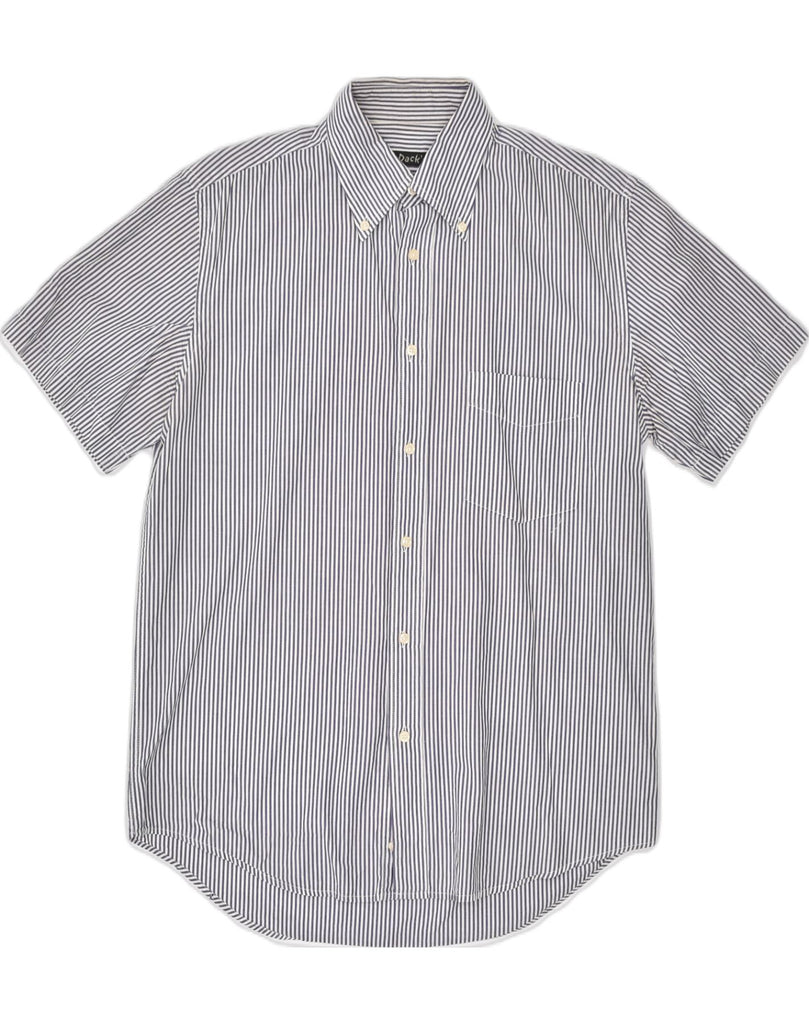 DACK'S Mens Short Sleeve Classic Fit Shirt Medium Grey Pinstripe | Vintage | Thrift | Second-Hand | Used Clothing | Messina Hembry 